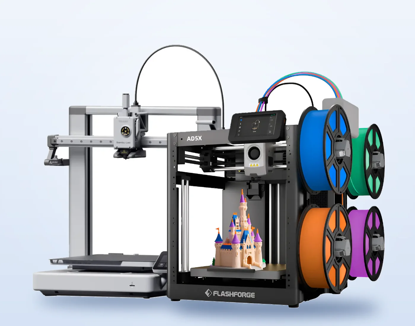 Impressoras 3D Bambu Lab A1 e Flashforge AD5X